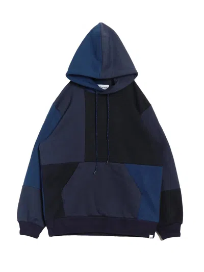 Kuon Men's Patchwork Hoodie In Navy In Blue