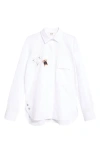 Shop Kúr Beetle Embroidered Oversize Cotton Poplin Button-up Shirt In White
