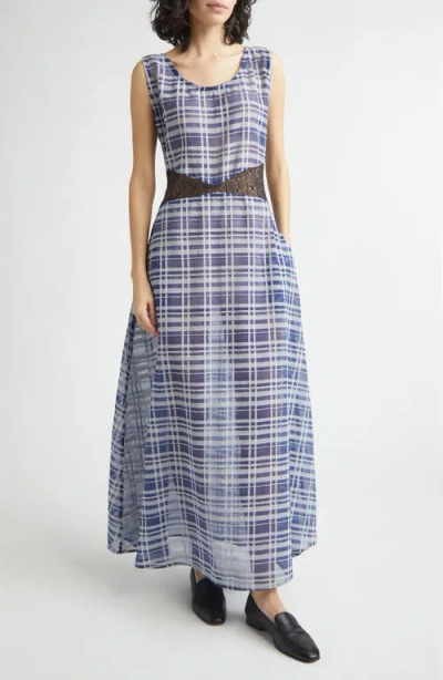 Kúr Check Sleeveless Maxi Dress In Blue