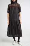 Kúr Lace Inset Drop Waist Shift Dress In Multi