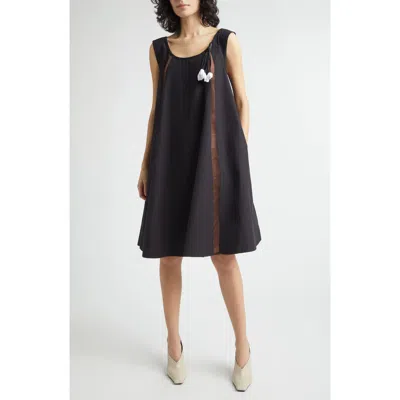 Kúr Lamp Shade Organic Cotton Trapeze Dress In Black