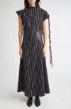 Kúr Leather Patch Pocket Stripe Maxi Dress In Multi