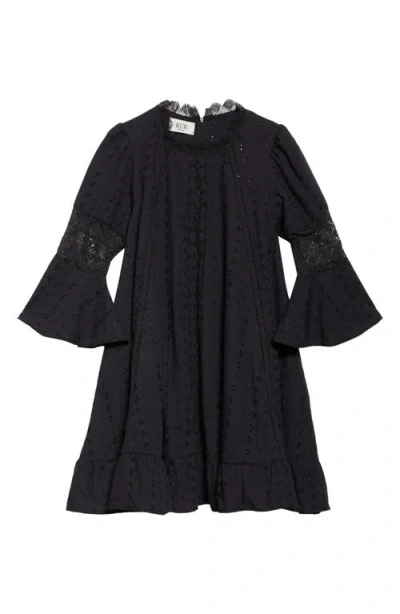 Kúr Sicily Bell Sleeve Cotton Dress In Black
