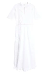 Kúr Spring Lace & Eyelet Inset Cotton Maxi Dress In White