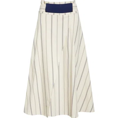 Kúr Stripe Asymmetric Wrap Skirt In Beige Stripe
