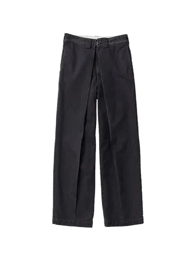 Kuro Bigtuck Denim Trousers In Black