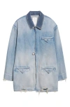 Kuro Distressed Denim Half Coat In Blue