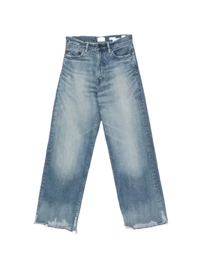 Kuro Faded Distressed-hem Jeans In Blue