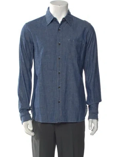 Pre-owned Kuro Long Sleeve Dress Shirt In Blue