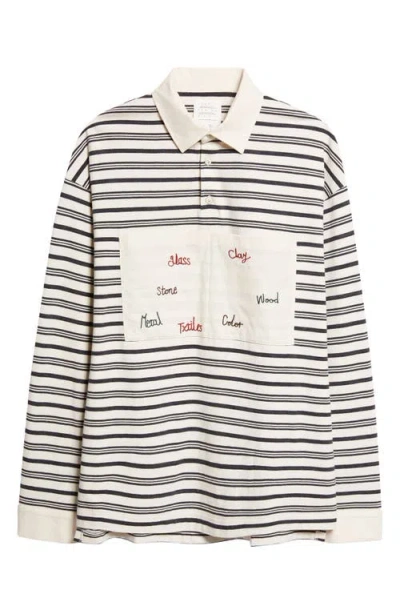 Kuro Syntax Rugger Stripe Rugby Shirt In Neutral