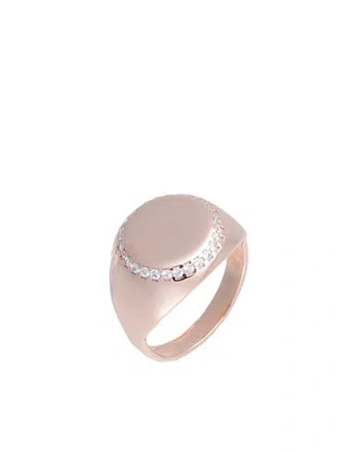 Kurshuni Chevalier Ring Woman Ring Rose Gold Size 4.5 925/1000 Silver, Cubic Zirconia