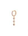 Kurshuni Twin Heartsingle Earring Woman Single Earring Rose Gold Size - 925/1000 Silver, Cubic Zirco In Rose Gold