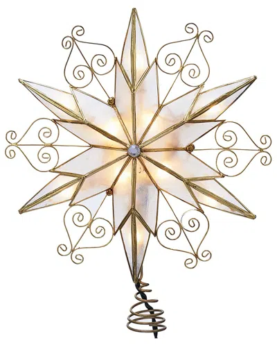 Kurt Adler 10-inch 10-light Led Silver Capiz & Snowflakes Tree Topper In Multi