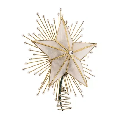 Kurt Adler 10-inch 5-point Capiz Star Tree Topper With Rays And Beads In Brown