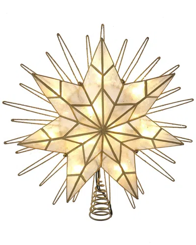 Kurt Adler 10-inch 5-point Large Star With Smoke Capiz Treetop In Gold