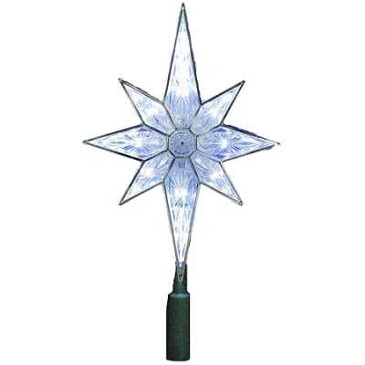 Kurt Adler 10-light 10.5 In. Clear Led 8-point Star Tree Topper In Blue