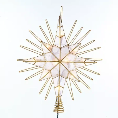 Kurt Adler 10-light 14" Gold Glitter Capiz Bethlehem Star Treetop In Multi