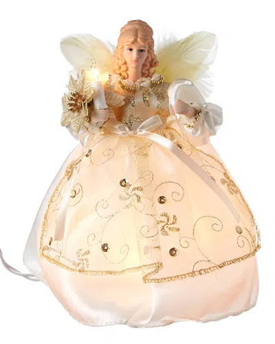 KURT ADLER KURT ADLER 10-LIGHT 9-INCH IVORY & GOLD ANGEL TREETOP