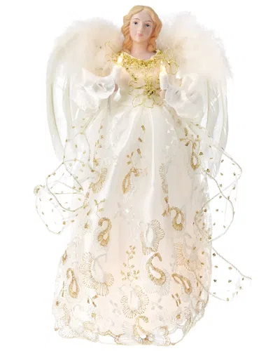Kurt Adler 10-light Gold Angel Treetop In White