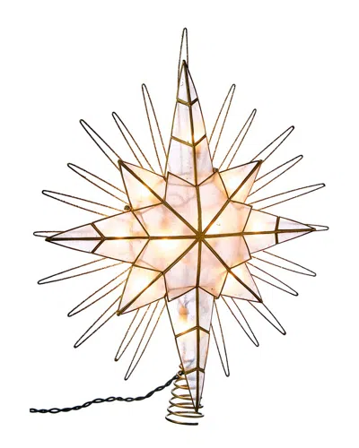 Kurt Adler 10-light Led Capiz Wire Angel Tree Topper In Gold