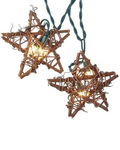 KURT ADLER KURT ADLER 10-LIGHT RATTAN NATURAL STAR LIGHT SET