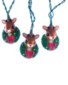 Kurt Adler 10-light Rudolph Head With Wreath Light Set In Multi