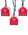 Kurt Adler 10-light Ul Barn Light Set In Red