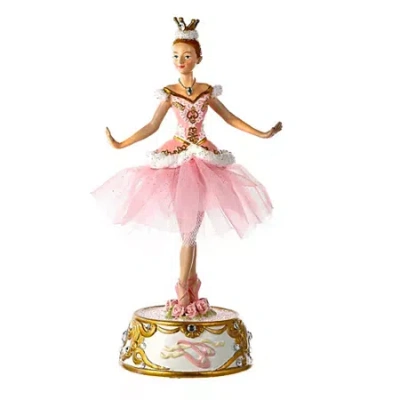 Kurt Adler 10" Pink Ballerina Figure With Musical Base Table Piece