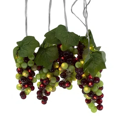 Kurt Adler 100-light Green And Burgundy Led Grape Light Set With 5 Grape Bunches