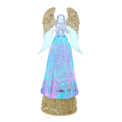 Kurt Adler 10.24-inch Battery-operated Led Lighted Angel Lantern In Clear
