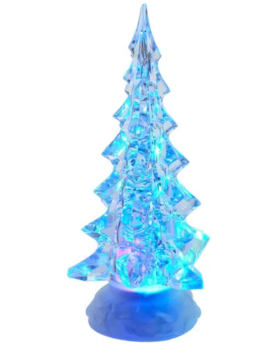 Kurt Adler 10.25-inch Battery-operated Led Clear Tree Tablepiece With Motion In Blue