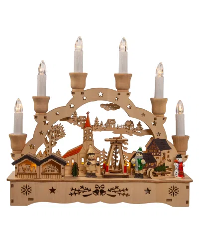Kurt Adler 10.25" Wooden Led Light-up Musical And Motion Christmas Village In Clear