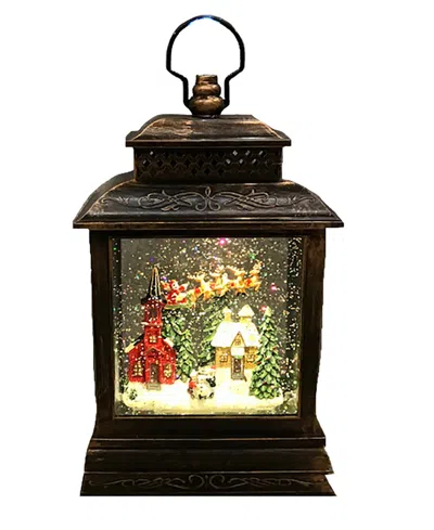 Kurt Adler 10.4" Battery-operated Light Up Santa Water Lantern With Projector In Multicolored