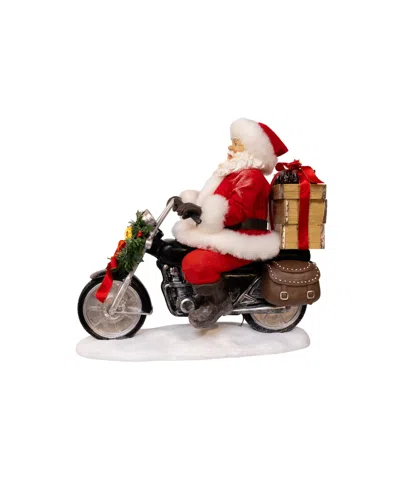 Kurt Adler 10.5" Coca-cola Fabriche Santa On Motorcycle With Led Lighted Headlight In Multi