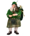 Kurt Adler 10.5" Fabriche Musical Irish Bagpiper Santa In Multicolored