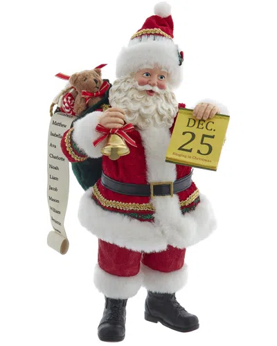 KURT ADLER KURT ADLER 10.5 FABRICHÉ TRADITIONAL SANTA WITH DECEMBER 25TH CALENDAR