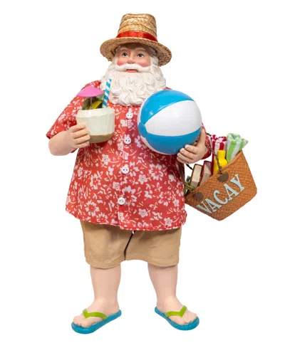 Kurt Adler 10.5-inch Fabriche Palm Beach Santa In Red
