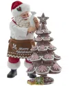 Kurt Adler 10.5-inch Fabriché Santa Decorating Gingerbread Tree, 2pc Set In Brown