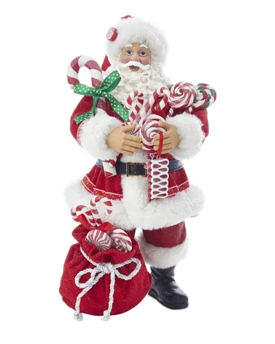 Kurt Adler 10.5-inch Fabriché Santa With Christmas Candy & Bag In Red