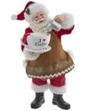 Kurt Adler 10.5-inch Fabriché Santa With Oversized I Love Coffee Cup & Creamer In Brown
