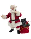 Kurt Adler 10.5in Battery-operated Fabriche Musical Karaoke Santa
