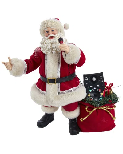 Kurt Adler 10.5in Battery-operated Fabriche Musical Karaoke Santa In Red
