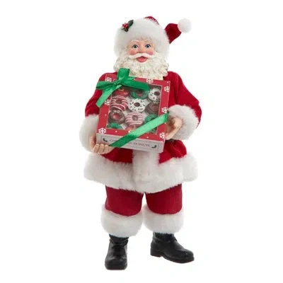 Kurt Adler 10.5-inch Fabriché Santa With Box Of Donuts In Multicolored