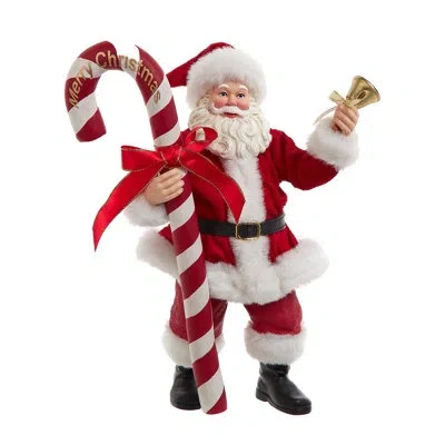 Kurt Adler 10.5-inch Fabriché Santa With Oversized Candy Cane In Red