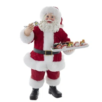 Kurt Adler 10.5-inch Fabriché Santa With Sushi Platter In Multicolored