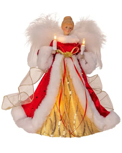 Kurt Adler 10in 10l Red & Gold Angel Tree Topper In Multi