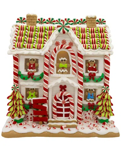 Kurt Adler 10in Battery Operated Led Lighted Gingerbread House With Men &  Trees Table Piece In Multi