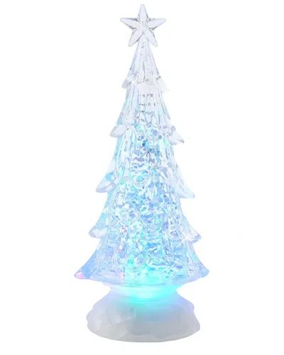 Kurt Adler 10in Battery-operated Led Lit Tree With Water Tablepiece In Blue
