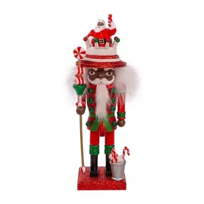 Kurt Adler 10in Hollywood With Santa Hat Christmas Nutcracker In Red