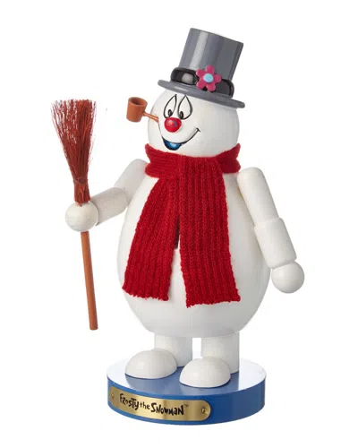 Kurt Adler 10in Wooden Frosty The Snowman Nutcracker In White